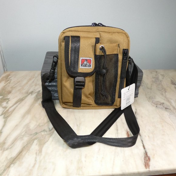 Ben Davis Waist, Shoulder Compartments Cross Body Bag Tan and Black - Picture 4 of 7